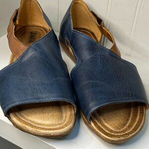 JAFA 111 HANDMADE TWO TONE LEATHER SANDALS 42/10.5  BLUE/BROWN WALKING SHOE